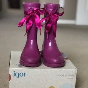 Igor Brand Girl’s Shiny Plum Rain Boots